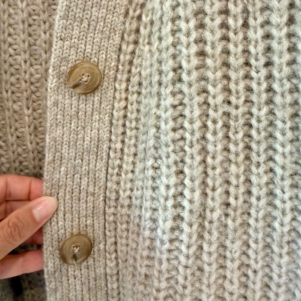 Jenni Kayne Alpaca Oversized Cocoon V Neck Cardigan Oatmeal XS - Picture 4 of 15